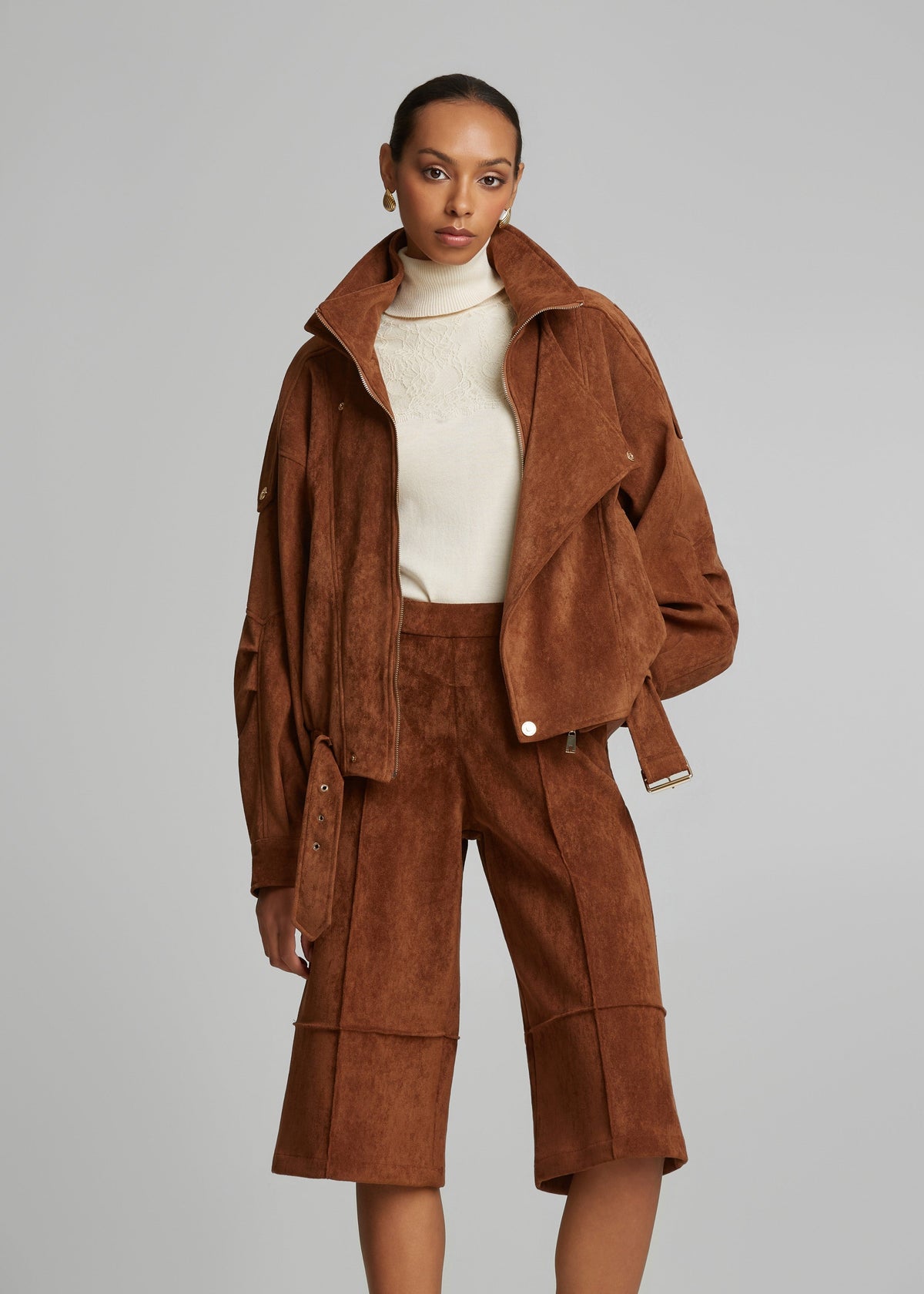 Oversized τζάκετ με σουέτ όψη