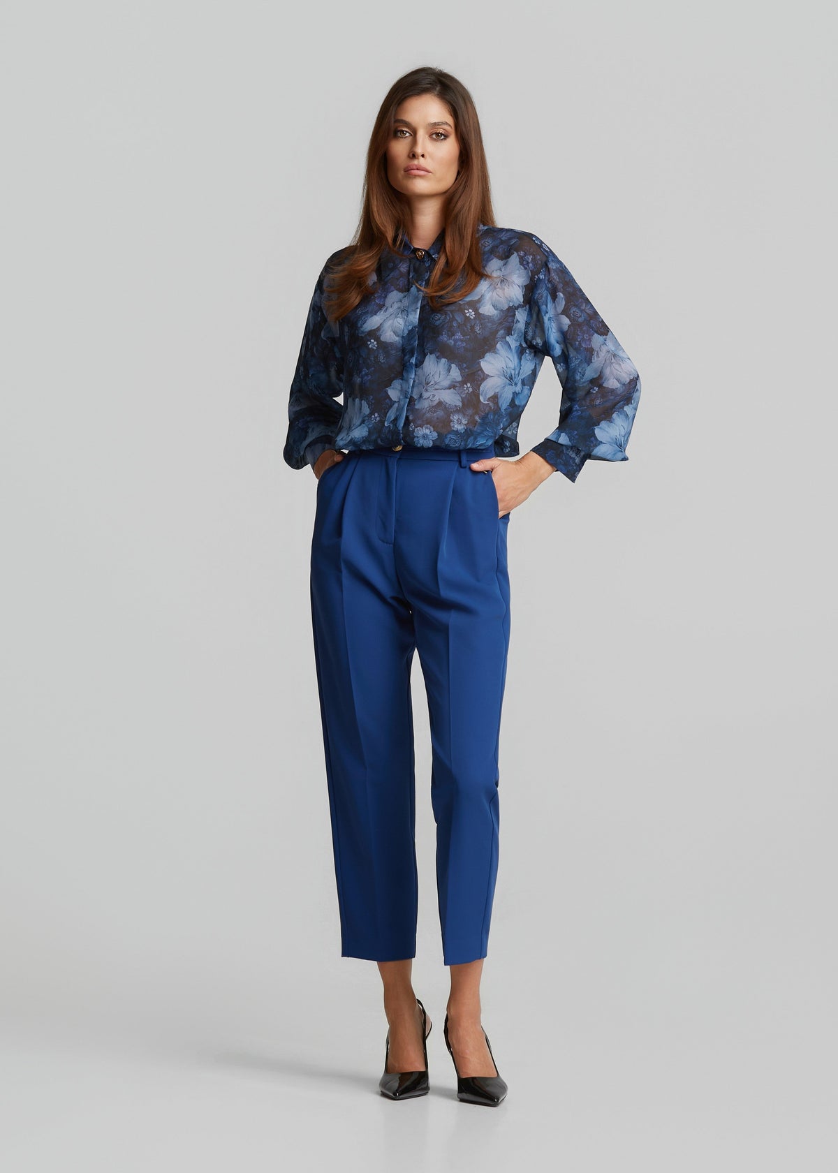 Πουκάμισο από εμπριμέ μουσελίνα