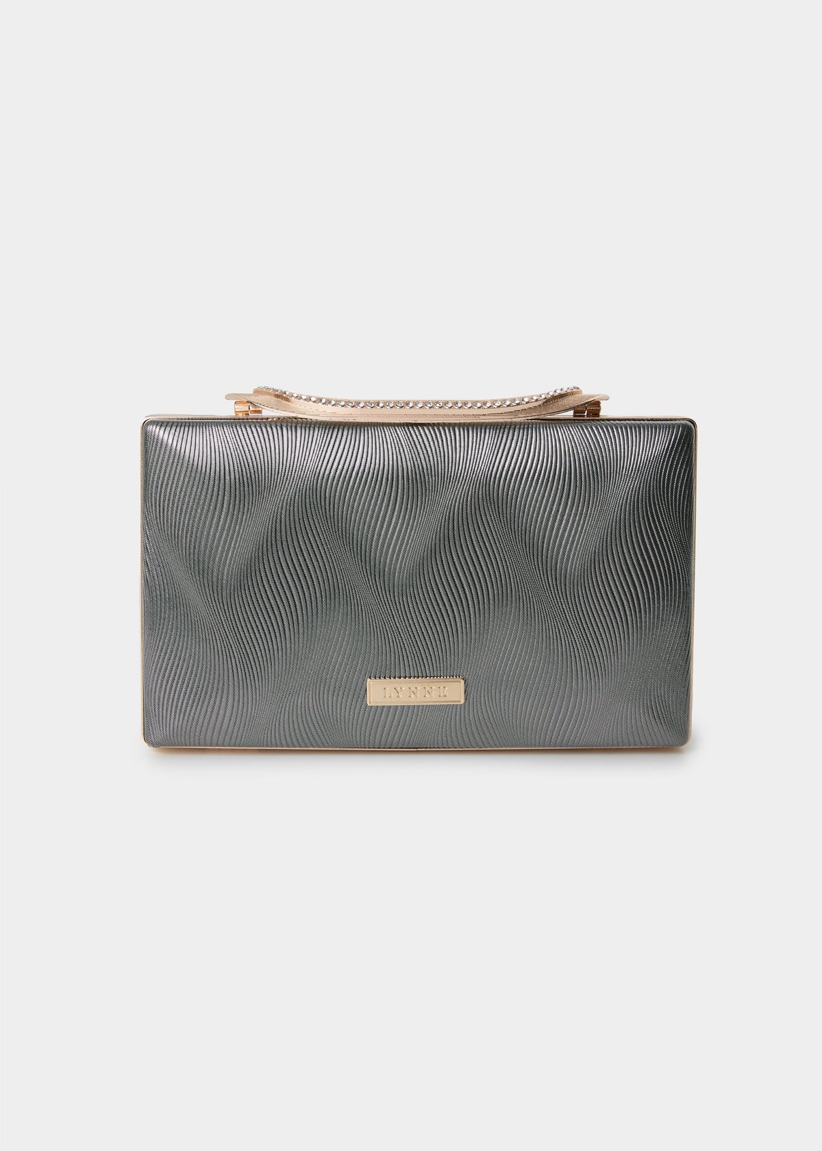 Clutch μεταλλιζέ τσαντάκι με χρυσή λεπτομέρεια